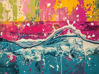 Bright water hues in a contemporary pop art piece.
