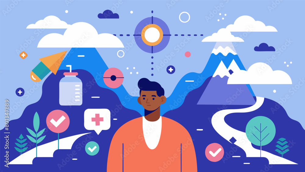 Poster a the leads a visualization exercise where patients imagine themselves successfully navigating throu