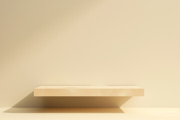 Stone podium for display product. Beige background for cosmetic product branding, identity and packaging.  Product placement mockup design background. 