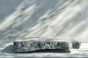 Stone podium for display product. Background for cosmetic product branding, identity and packaging.  Product placement mockup design background. 