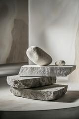 Abstract stone composition. Background for cosmetic product branding, identity and packaging.  Product placement mockup design background. 
