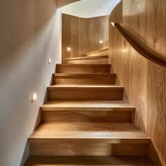 Sleek ash wood staircase in contemporary home interior design showcasing modern natural elements