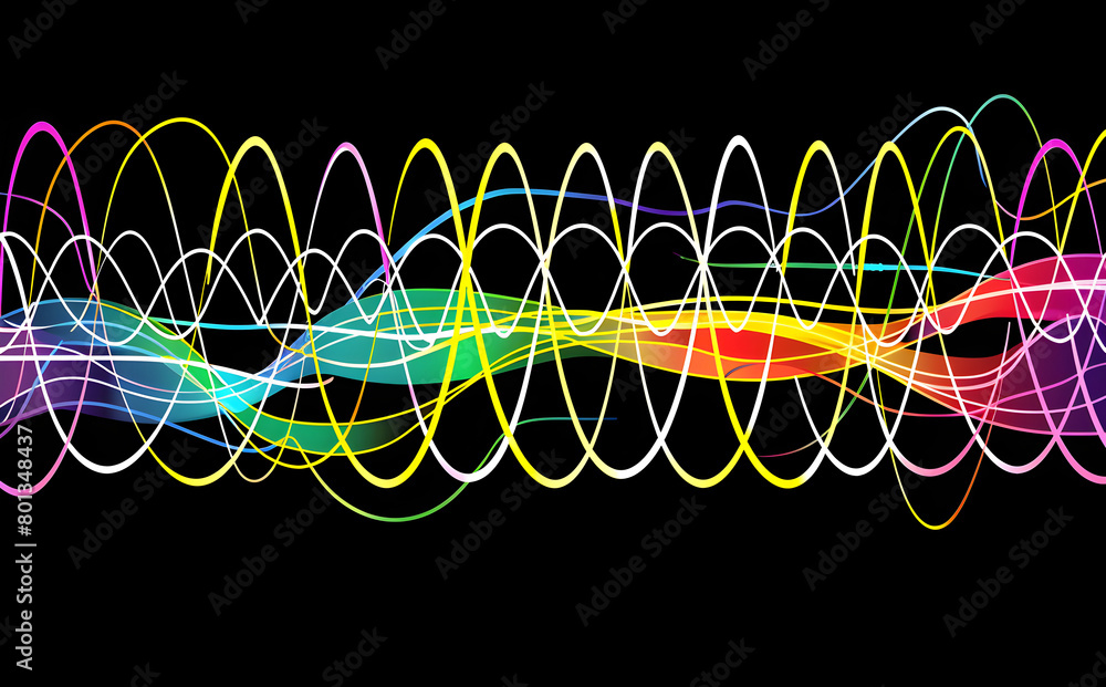 Poster a colorful wave of light that is very long. the colors are bright and vibrant. the image is abstract