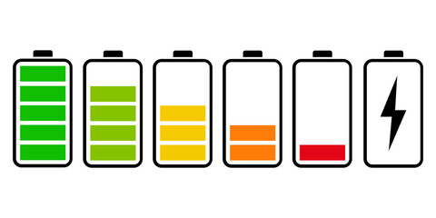 BATTERY ICONS SET LEVEL INDICATORS - PNG