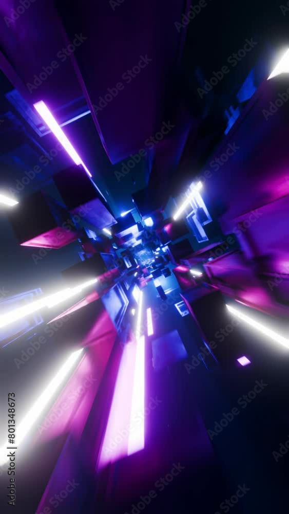 Canvas Prints abstract sci-fi tunnel flying through animation background, 4k vj seamless loop, vertical