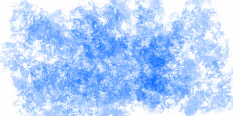 Abstract light blue smokey grunge painted dust particle splash on white background. Blue watercolor background painting on paper. Beautiful grungy blue gradient watercolor artistic