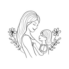 Minimal mother and daughter line design for mother's day