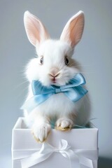 white rabbit with a gift