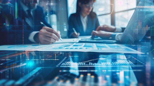 business formal meeting conference discussion with coworker shareholder or client concentrate private ideas data report analysis businesspeople working find solution together in office,ai generate