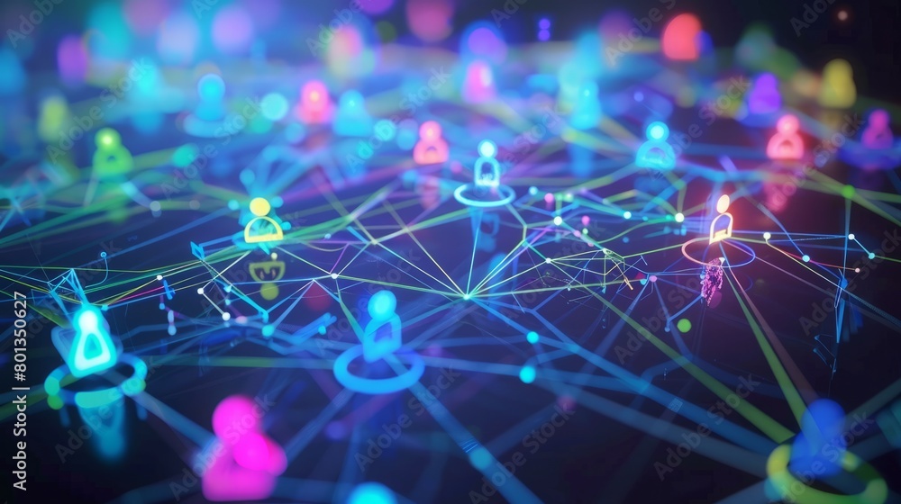 Poster concept of social networking and communication hyper realistic