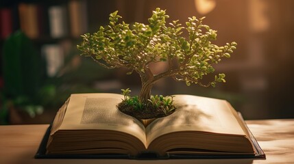 Book growing tree Generative AI