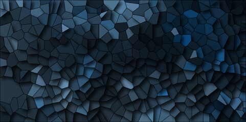 Obraz premium Dark BLUE vector pattern. Quartz dark Navy blue Broken Stained Glass Background. Voronoi diagram background. Seamless pattern shapes vector Vintage Quartz surface white for bathroom or kitchen.