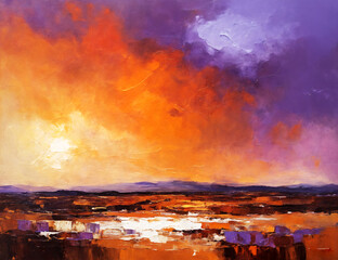 Majestic Sunset Splendor - a captivating oil painting.
