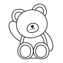 Black Outline Little Bear Wild Animal in Cute Cartoon Vector Illustration