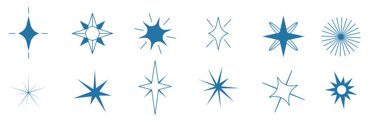 Obraz premium Astrological set of different stars. Spiritual occult objects, fashionable modern style. Separate elements for templates, printing, engraving, laser cut