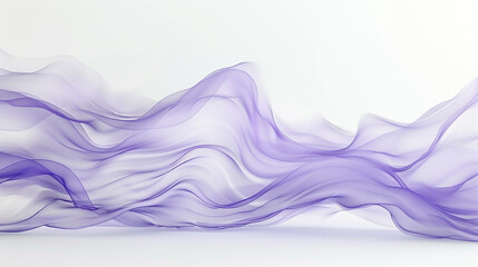 A cool lavender mist wave, ethereal and tranquil, moving gently over a white backdrop, depicted in...