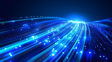 Blue light streak, fiber optic, speed line, futuristic background for 5g or 6g technology wireless data transmission, high-speed internet in abstract. internet network concept. vector design.