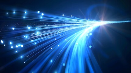 Naklejka premium Blue light streak, fiber optic, speed line, futuristic background for 5g or 6g technology wireless data transmission, high-speed internet in abstract. internet network concept. vector design.