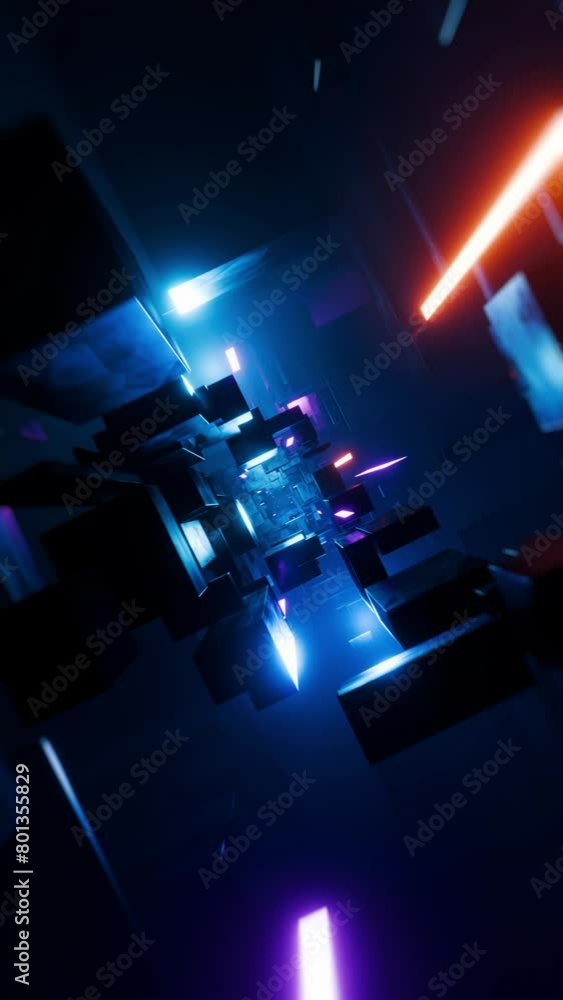 Canvas Prints abstract sci-fi tunnel flying through animation background, 4k vj seamless loop, vertical