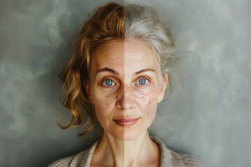 Prevention of aging in skin portraits emphasizes mental wellness through aesthetic care, revealing secrets of life's left half and split generational health.