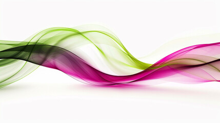 A gentle wave of spring green and deep magenta, elegantly twisting and isolated on a pure white backdrop. Captured in ultra-high definition.