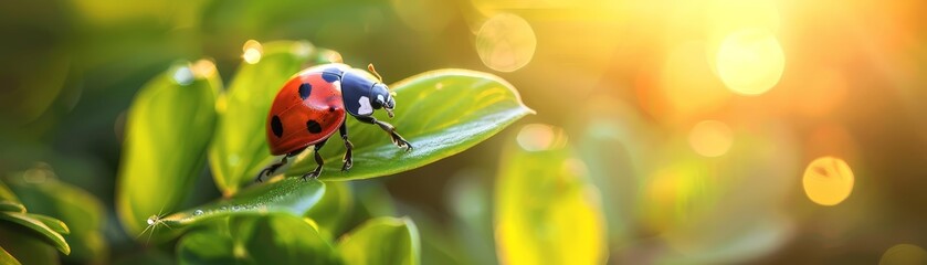 Fototapeta premium A ladybugheaded leader brings good fortune and sustainability, enhancing company reputation and environmental focus, business concept