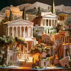 An intricate and detailed diorama of ancient Greece