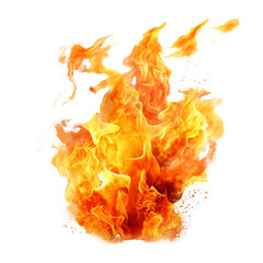 Vivid Intense Fire Flames on Transparent Background