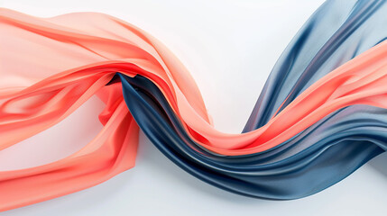 Fototapeta premium A sleek swirl of coral and midnight blue, curling luxuriously and isolated on a white canvas, resembling a high-definition photo.