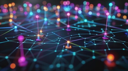 A glowing network of interconnected nodes and points.