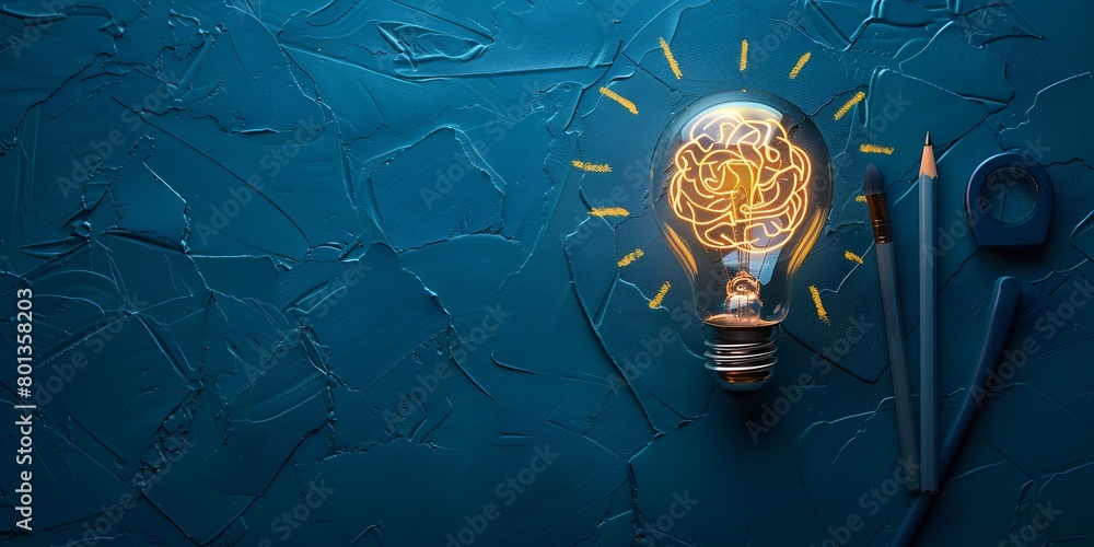 Poster glowing lightbulb symbolizing learning personal growth and creativity for self development and skill