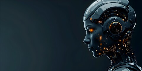 Innovative Cyborg Face Showcasing Technological Advancements in Artificial Intelligence and Machine Learning
