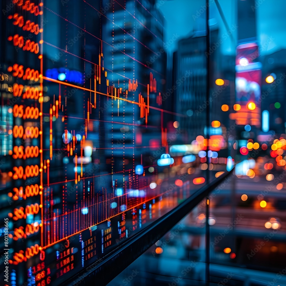 Poster thriving metropolis backdrop for dynamic market data display
