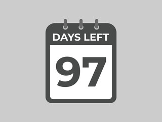 97 days to go countdown template. 97 day Countdown left days banner design. 97 Days left countdown timer
