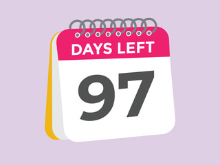 97 days to go countdown template. 97 day Countdown left days banner design. 97 Days left countdown timer
