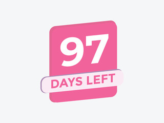 97 days to go countdown template. 97 day Countdown left days banner design. 97 Days left countdown timer
