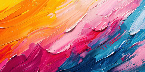 Vibrant Rainbow Colored Paint Strokes on White Background Abstract Artistic Background with Colorful Spectrum Palette