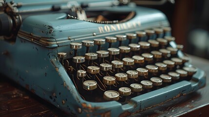 Nostalgic Vintage Typewriter Ink Ribbon and QWERTY Keys in CloseUp