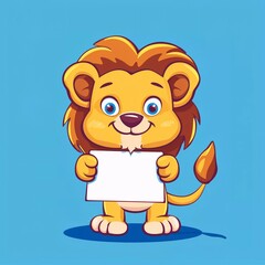 a lion holding blank banner