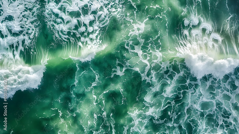 Poster captivating turquoise waves crashing with dynamic energy and motion