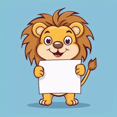 a lion holding blank banner