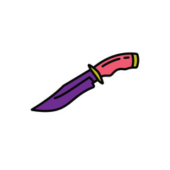 Original vector illustration. Contour icon of a camping knife.