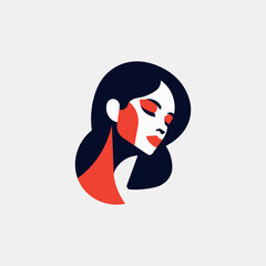 Vector illustration of cute woman logo