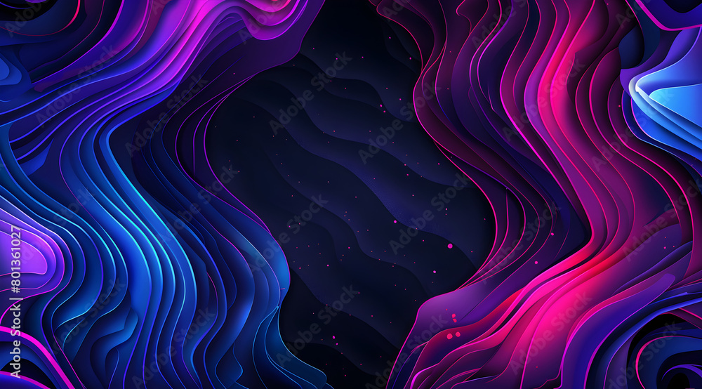 Aufkleber a colorful background with a black border. the background is made up of blue and purple waves. the w