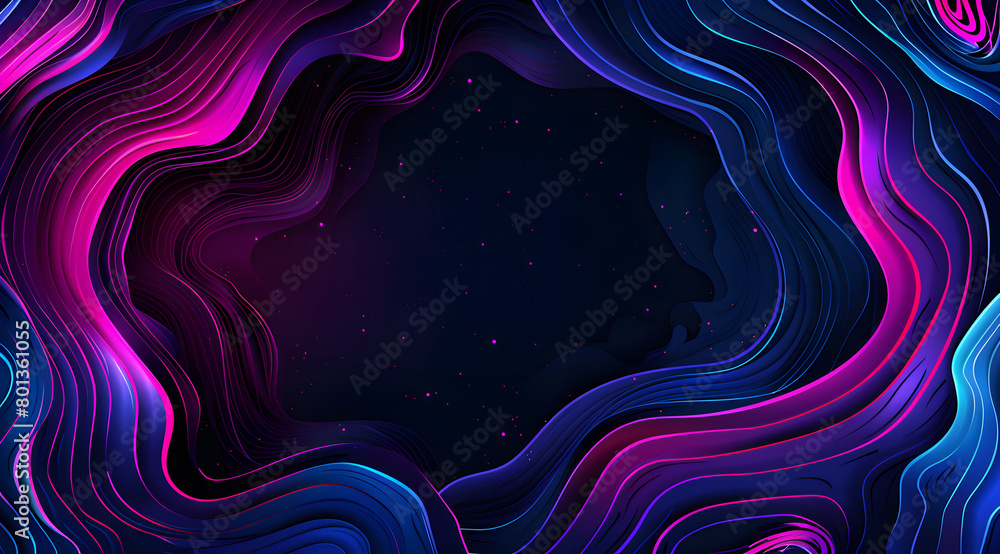 Aufkleber a colorful background with a black border. the background is made up of blue and purple waves. the w