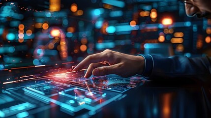 Robotic Process Automation Specialist s Futuristic Digital Holographic Interface