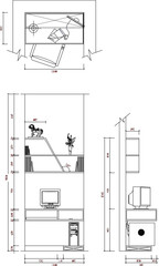 Detailed vector sketch illustration of interior design for arranging furniture in a bedroom