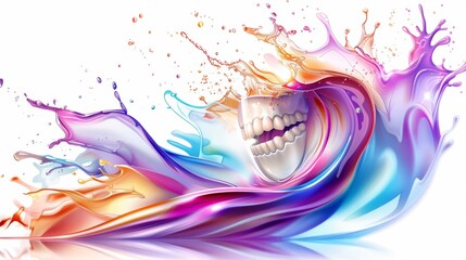A colorful splash of water with a toothbrush in the middle