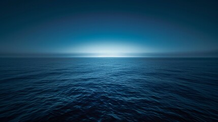 A tranquil ocean under a twilight sky, the horizon barely distinguishable, offering a perfect backdrop for reflective or meditative content.