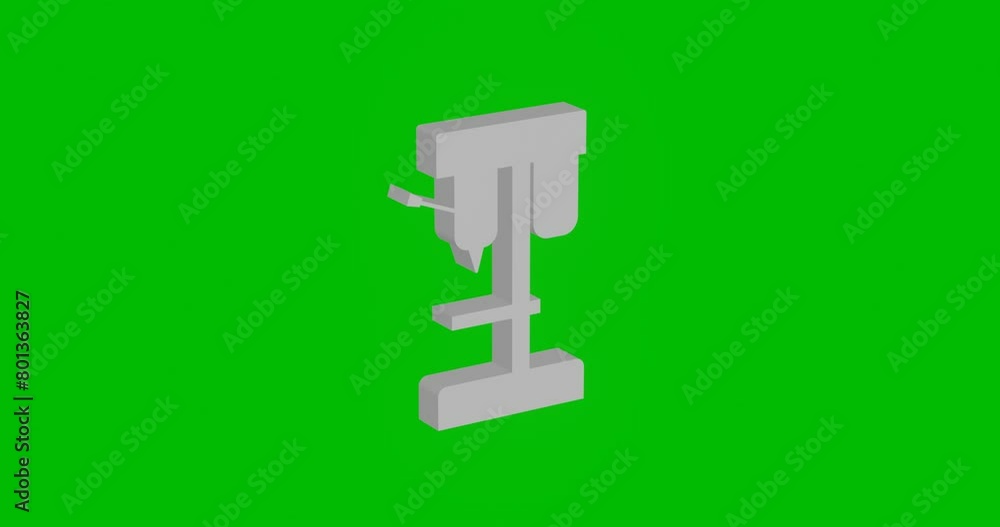 Poster animation of rotation of a white boring mill symbol with shadow. simple and complex rotation. seamle